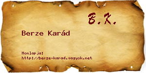 Berze Karád névjegykártya